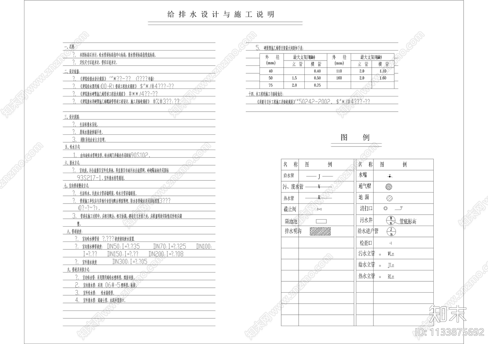 电气给排水设计说明cad施工图下载【ID:1133875692】