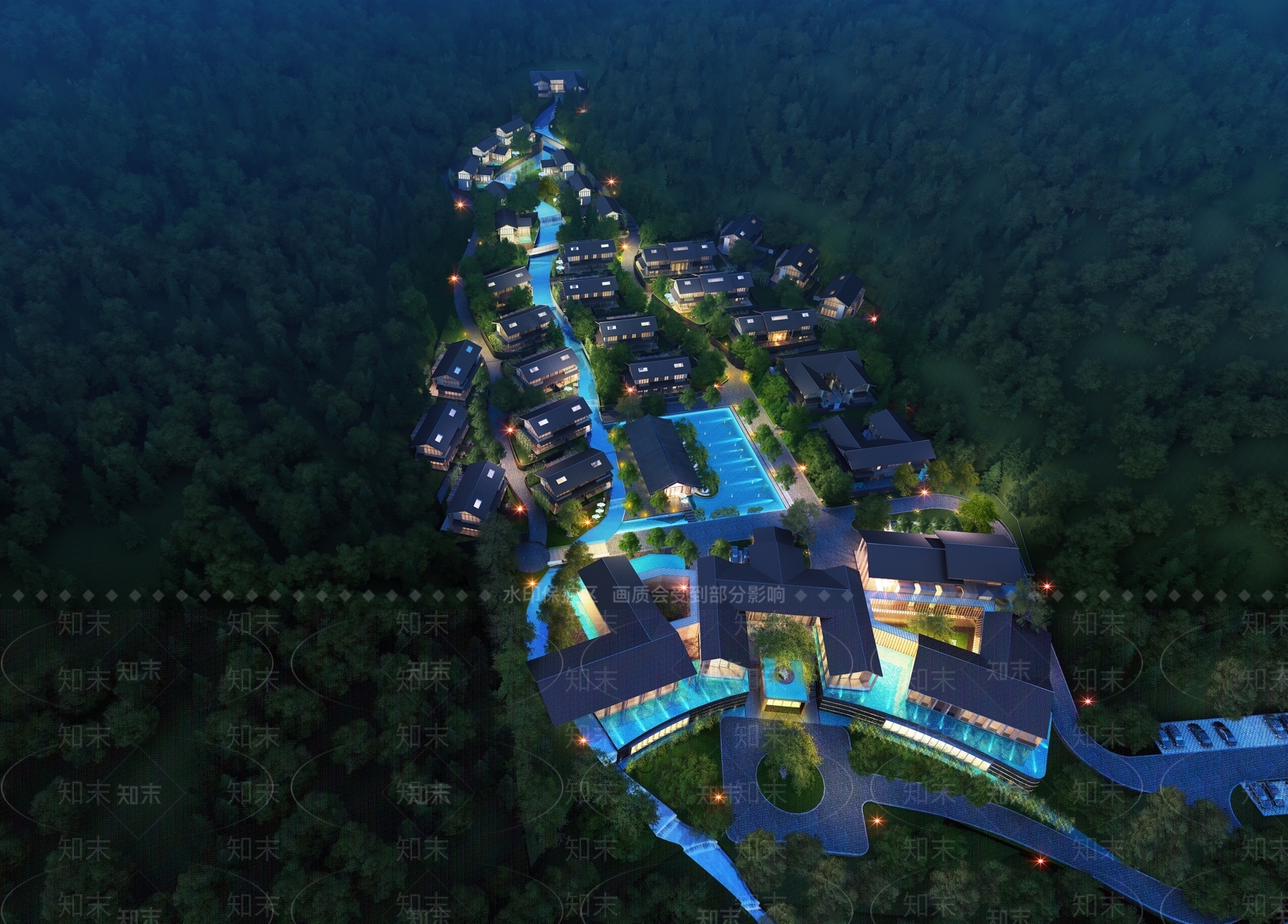 中式度假村SU模型下载【ID:1133877112】