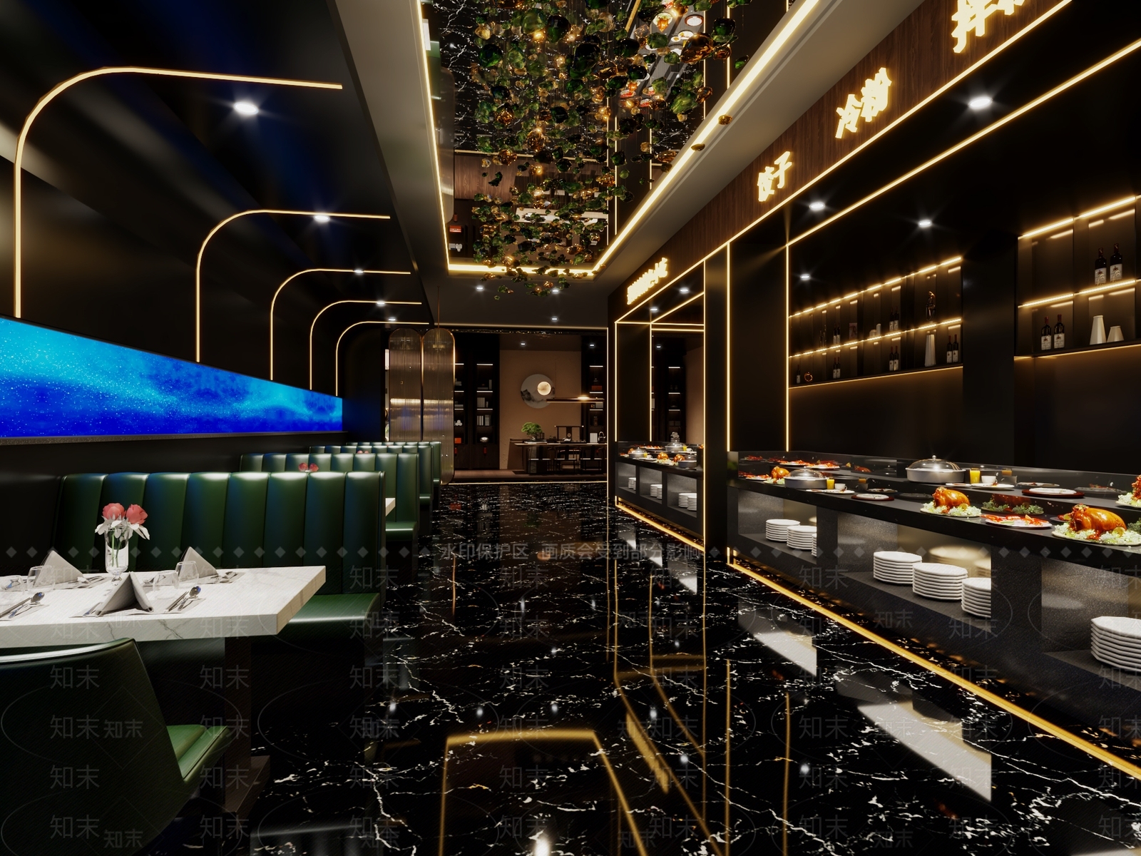现代洗浴中心餐厅3D模型下载【ID:1133877235】