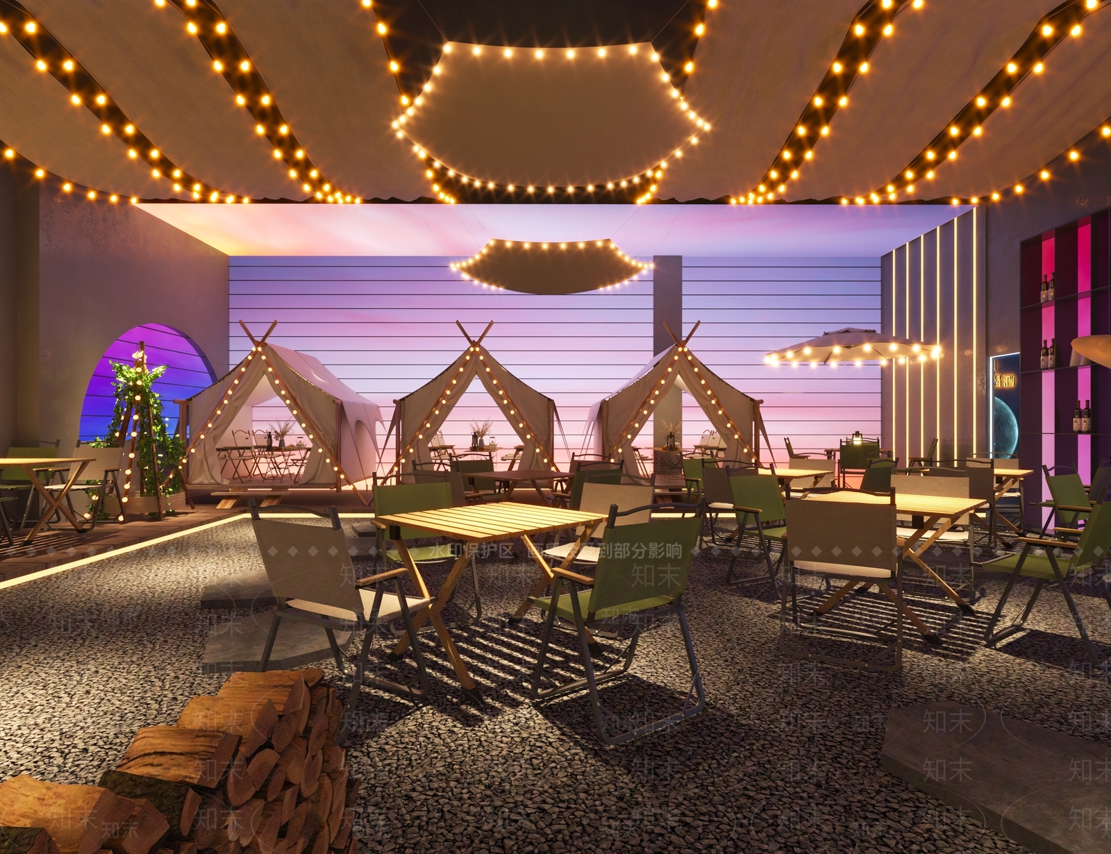 现代露营风烧烤店3D模型下载【ID:1133881223】