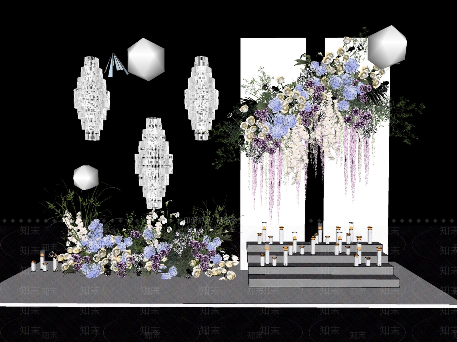 现代婚礼花艺美陈SU模型下载【ID:1133881131】_知末su模型网
