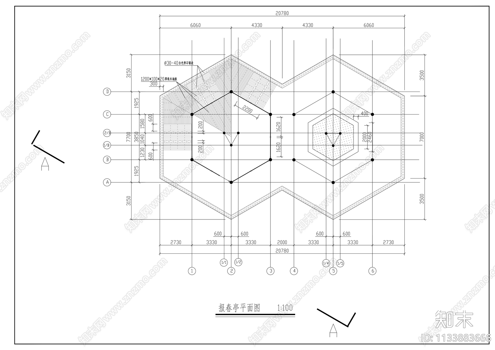 报春亭cad施工图下载【ID:1133883666】