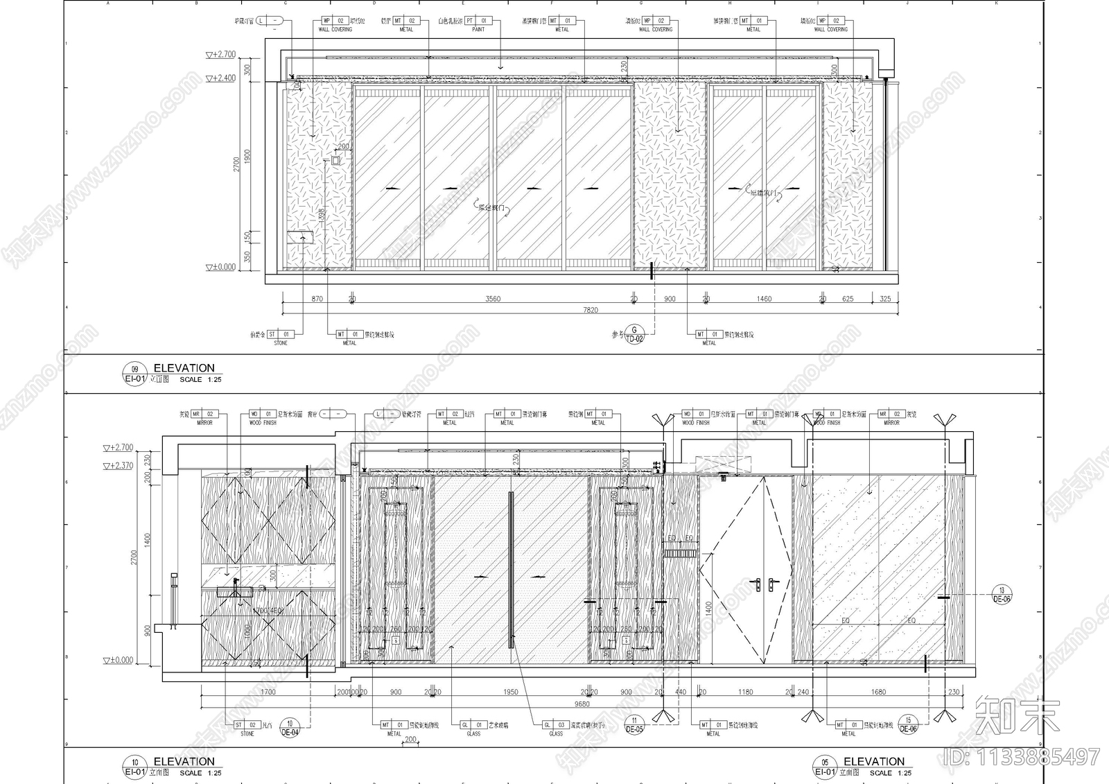 中式200㎡万悦湾大平层cad施工图下载【ID:1133885497】