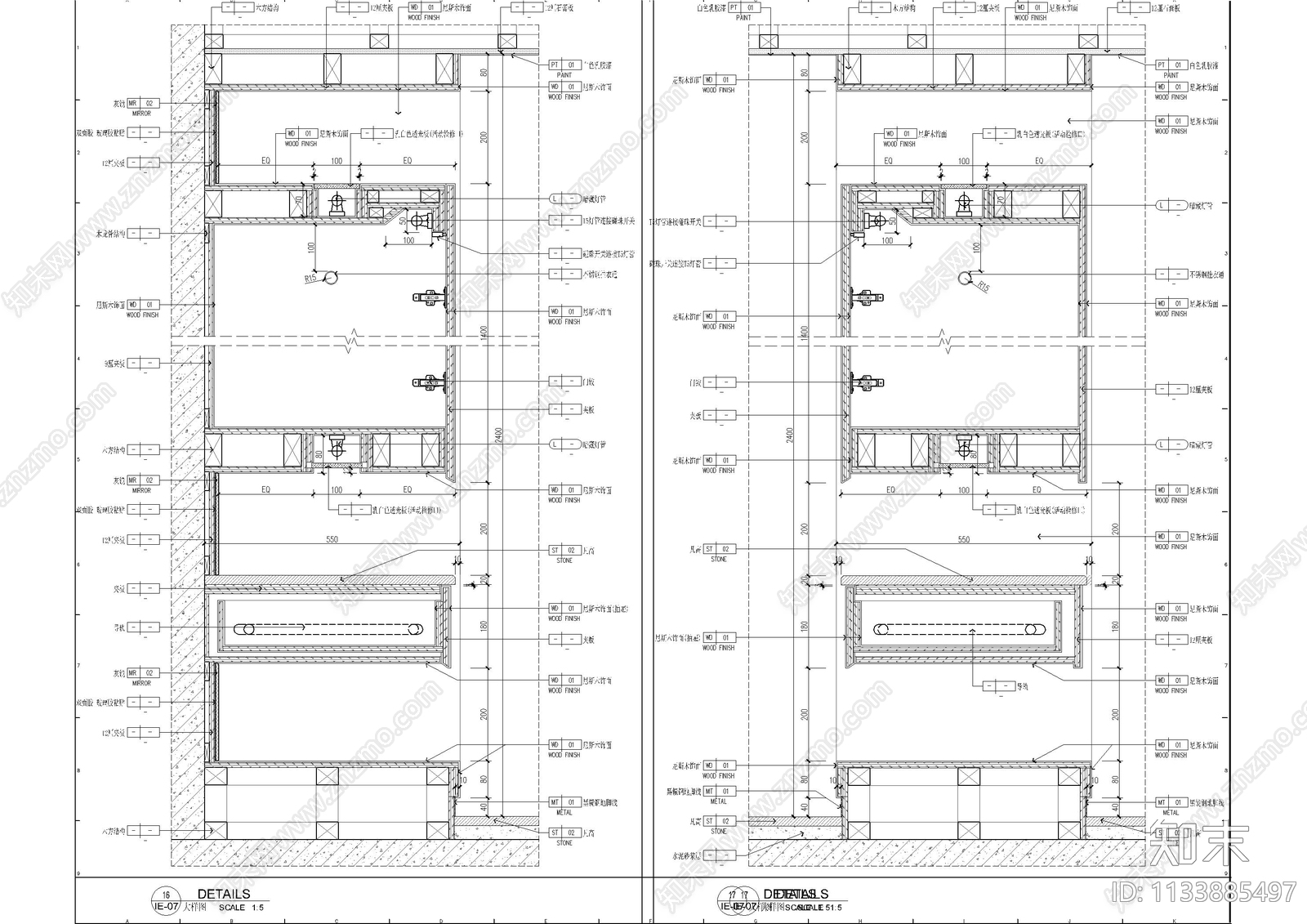 中式200㎡万悦湾大平层cad施工图下载【ID:1133885497】