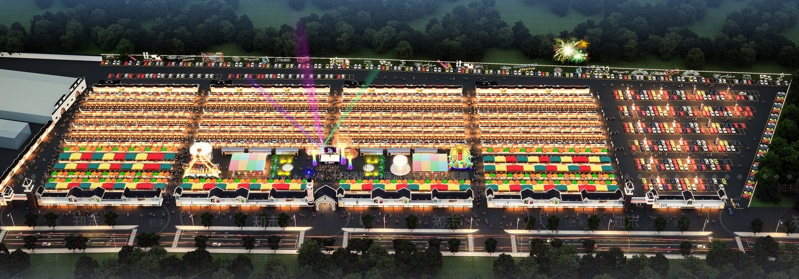 现代夜市步行街小吃街3D模型下载【ID:1133891534】