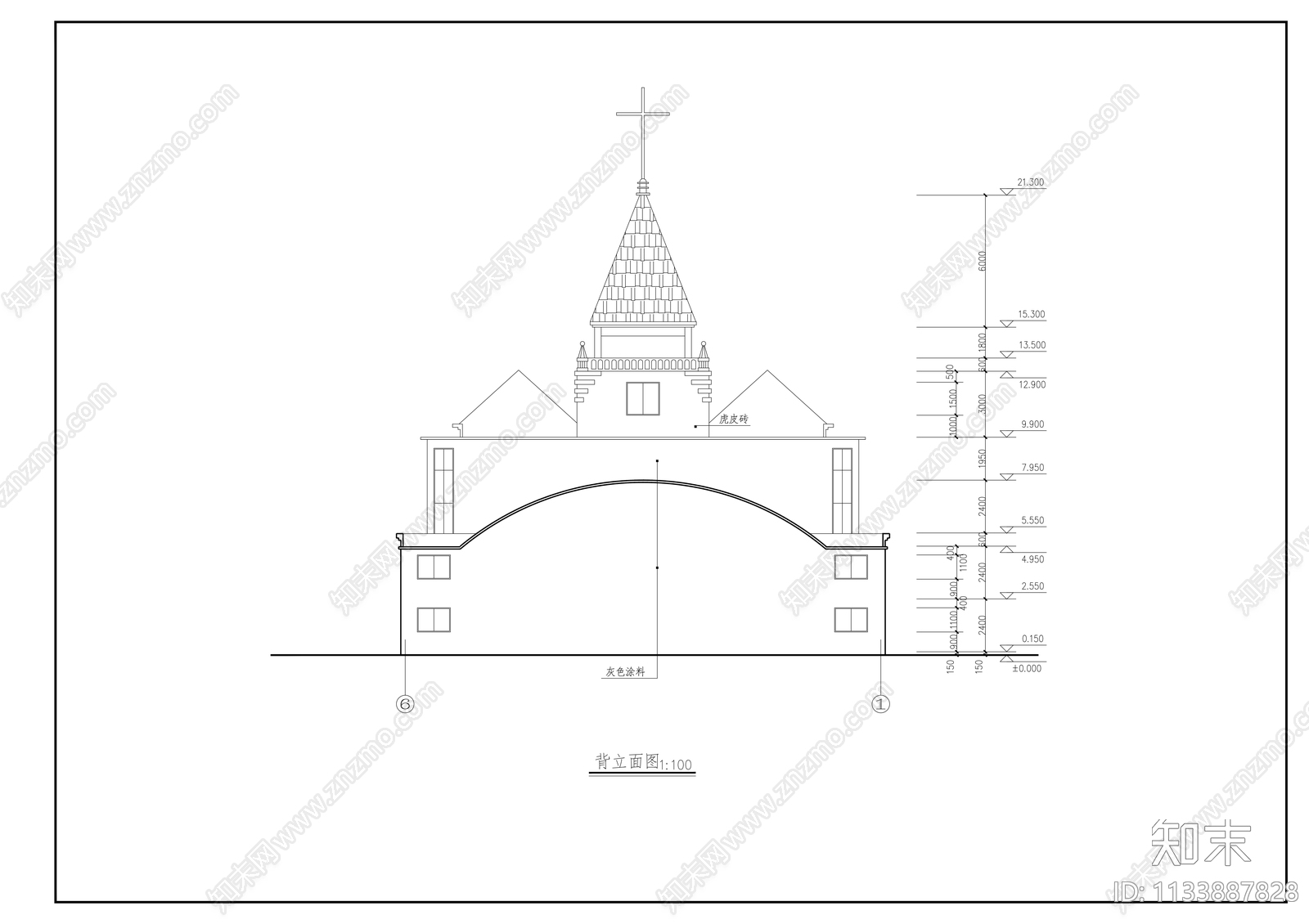 基督教会全套建筑cad施工图下载【ID:1133887828】