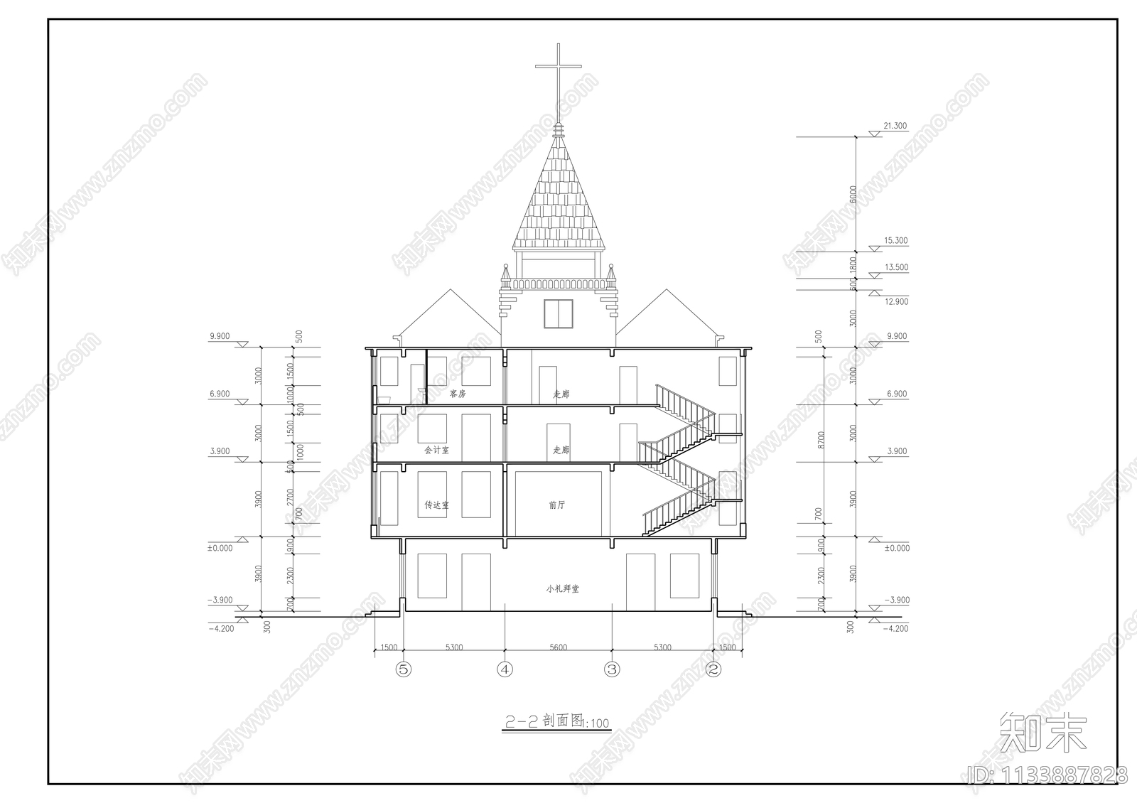 基督教会全套建筑cad施工图下载【ID:1133887828】