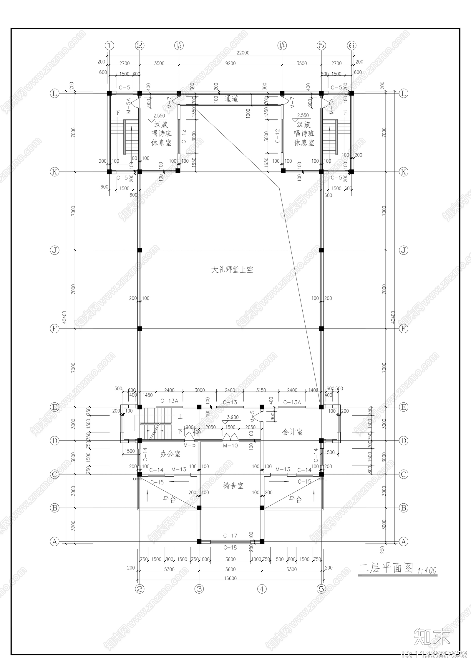 基督教会全套建筑cad施工图下载【ID:1133887828】