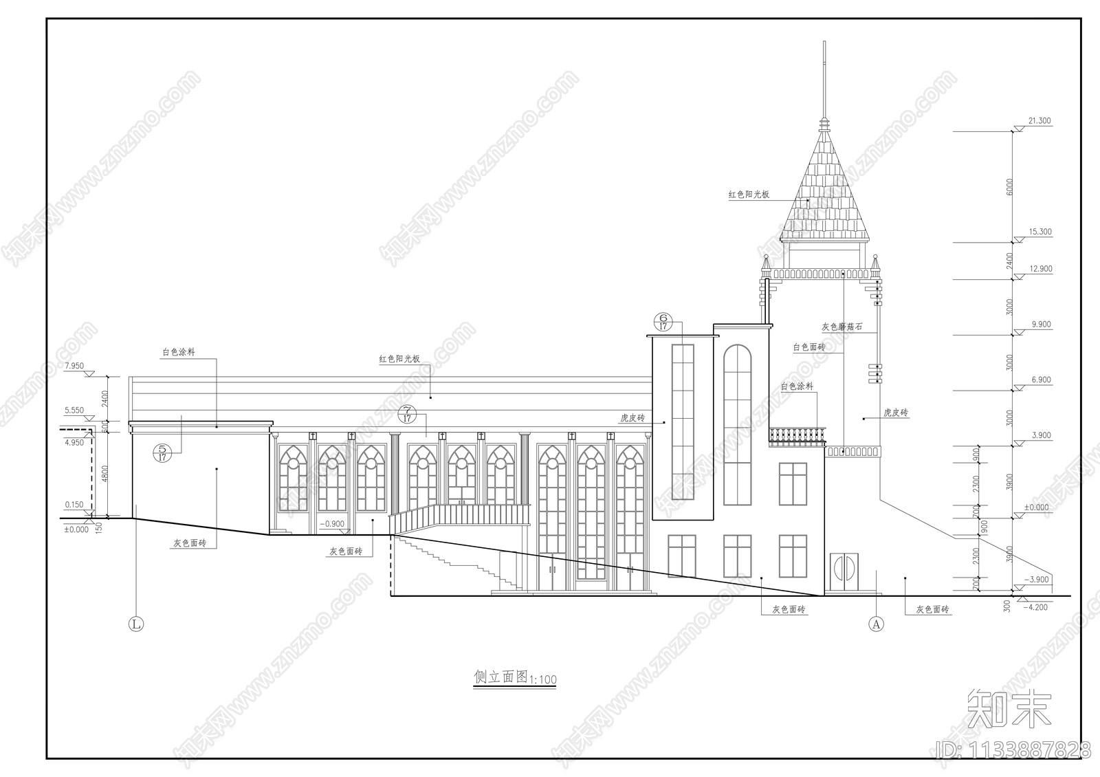 基督教会全套建筑cad施工图下载【ID:1133887828】