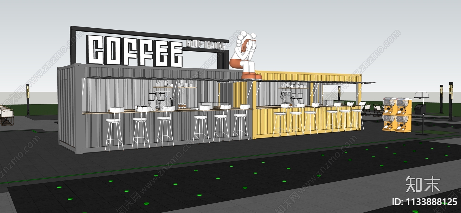 现代集装箱餐饮建筑SU模型下载【ID:1133888125】