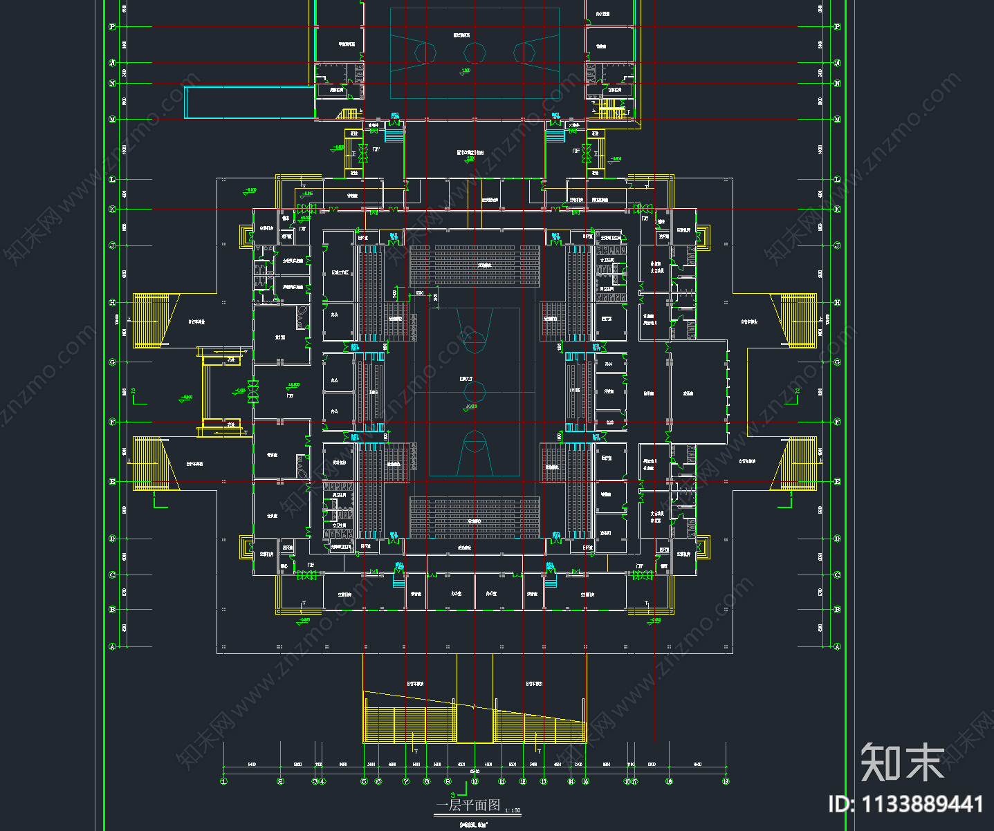 72套体育馆体育场建筑设计平面图施工图下载【ID:1133889441】