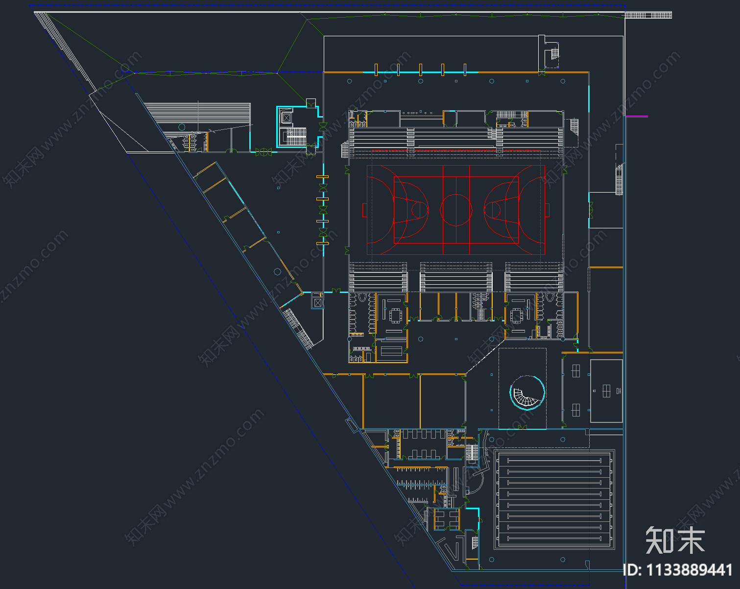 72套体育馆体育场建筑设计平面图施工图下载【ID:1133889441】