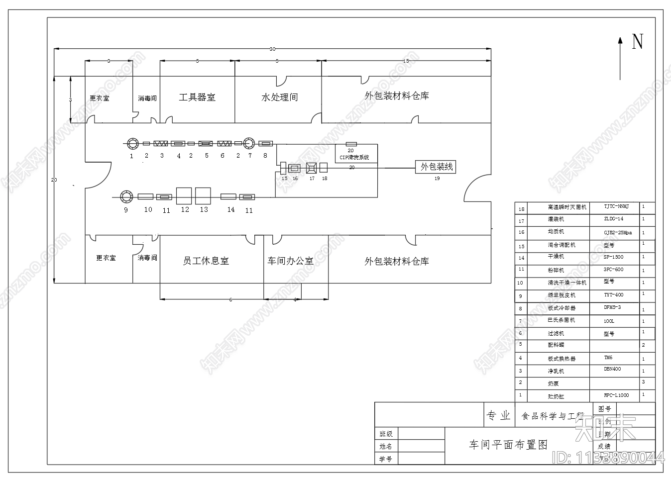 3000吨绿豆皮浑浊乳饮料食品厂车间工艺图cad施工图下载【ID:1133890044】