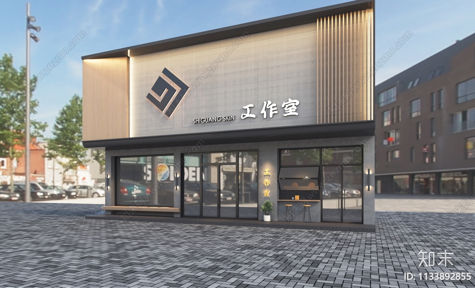 现代工作室门头门面3D模型下载【ID:1133892855】