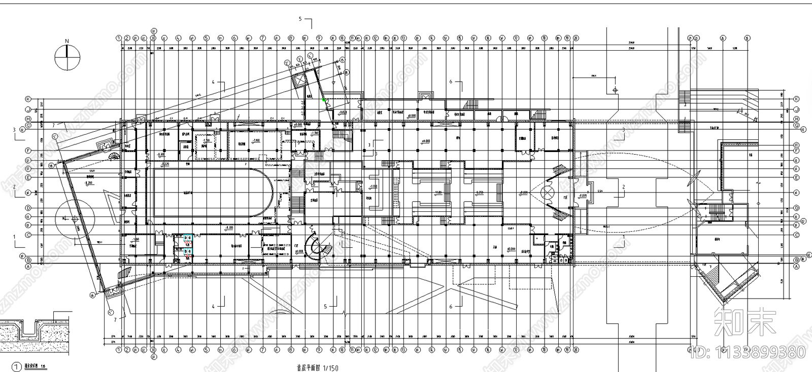 中海会所建筑cad施工图下载【ID:1133899380】