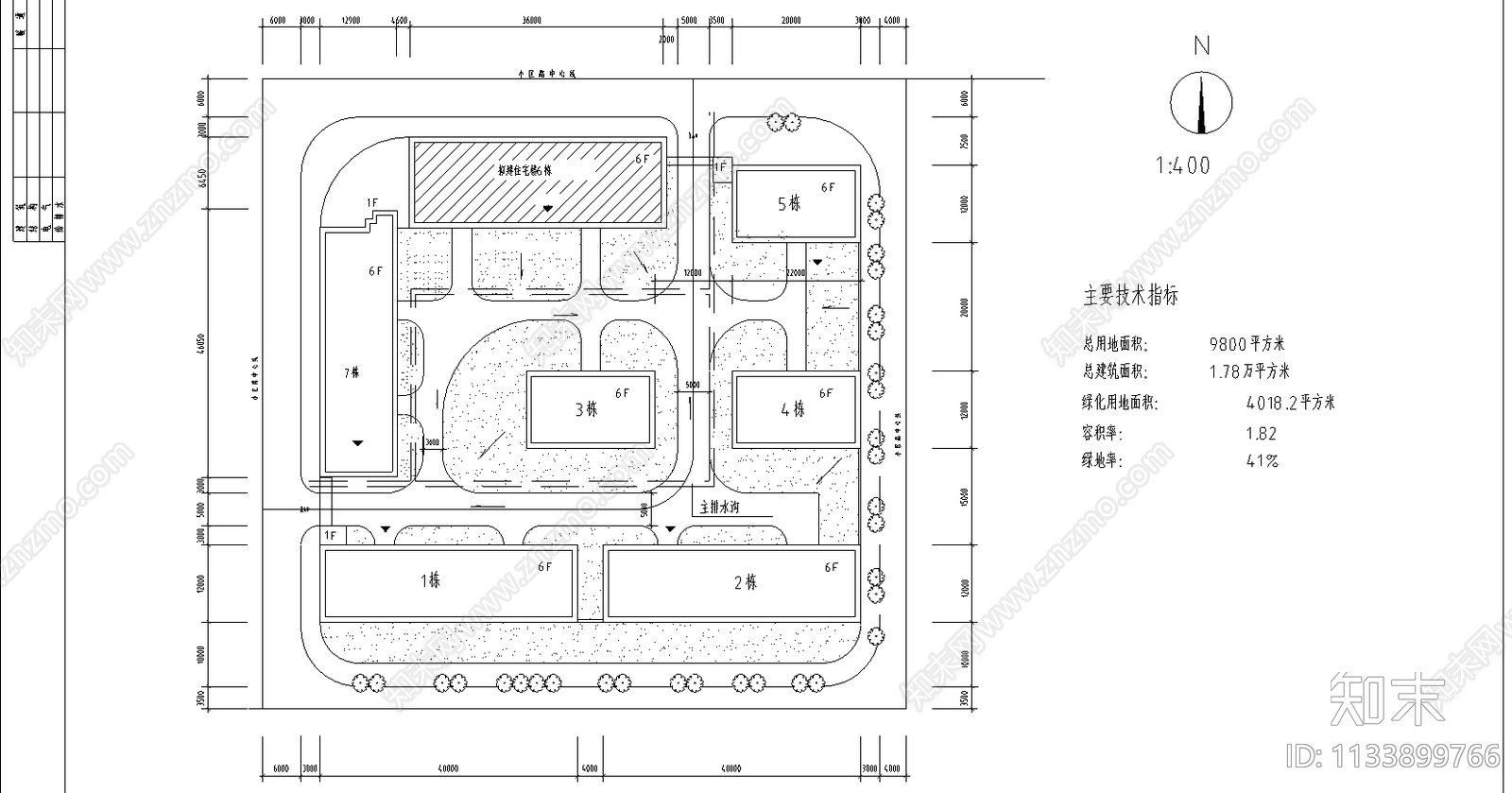 住宅小区建施cad施工图下载【ID:1133899766】