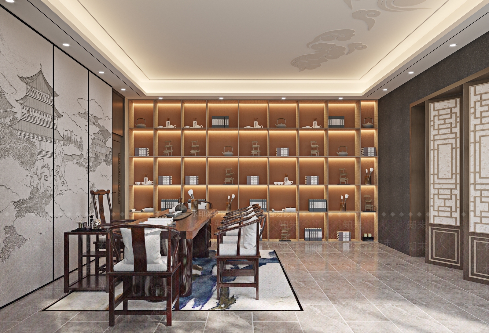 新中式茶馆3D模型下载【ID:1133900378】