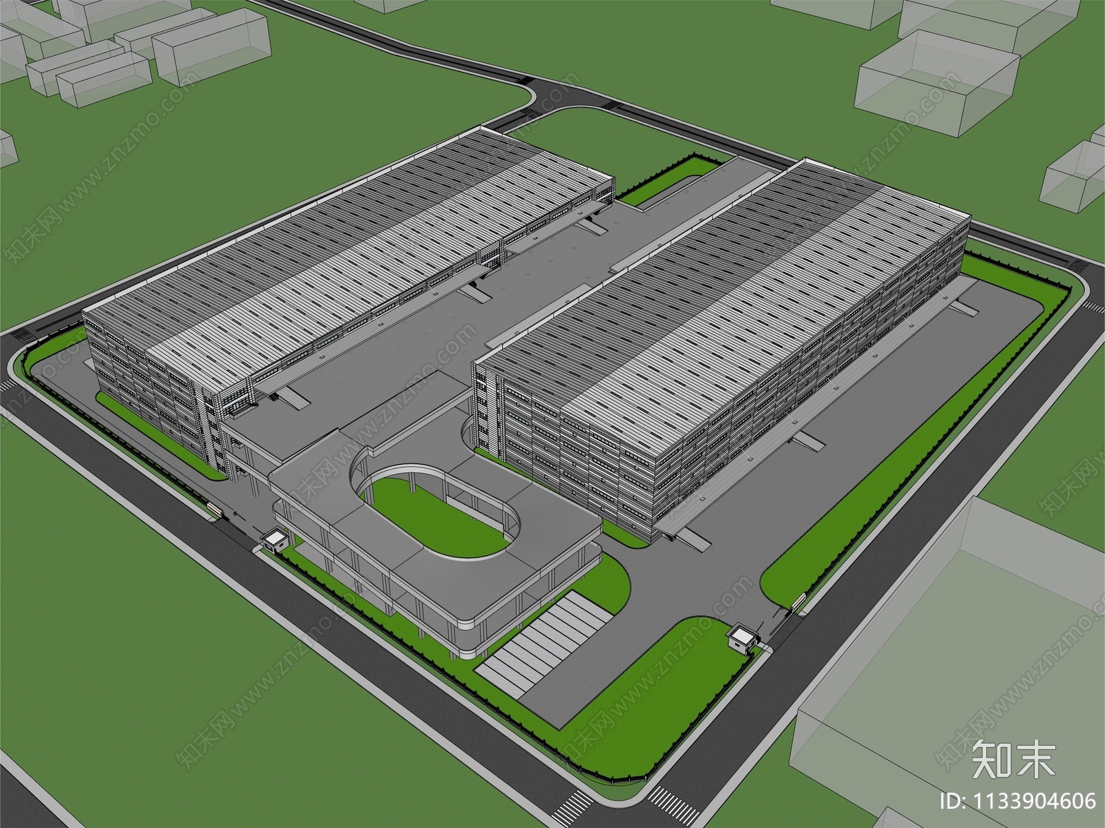 现代风格工业厂房SU模型下载【ID:1133904606】
