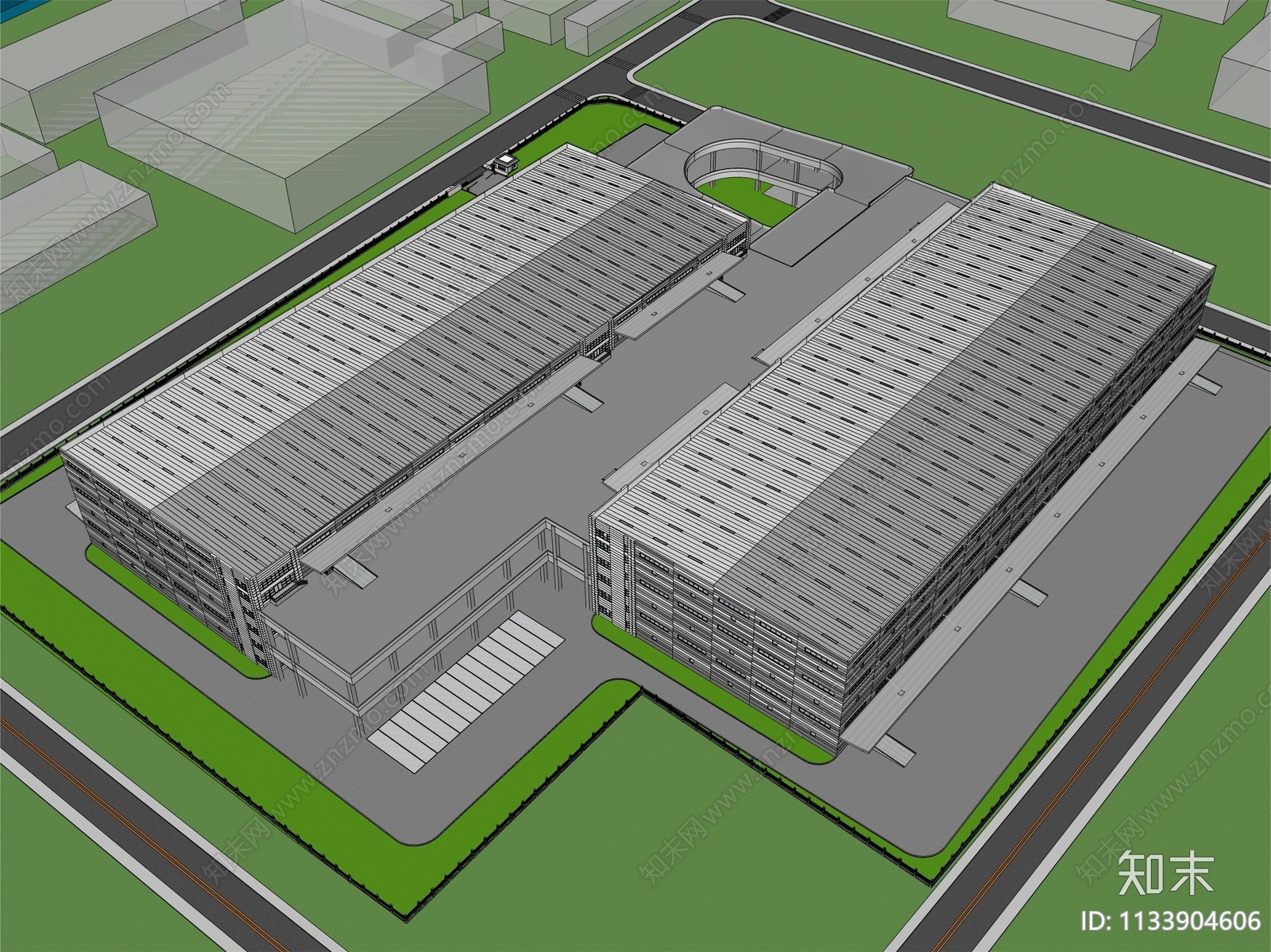 现代风格工业厂房SU模型下载【ID:1133904606】