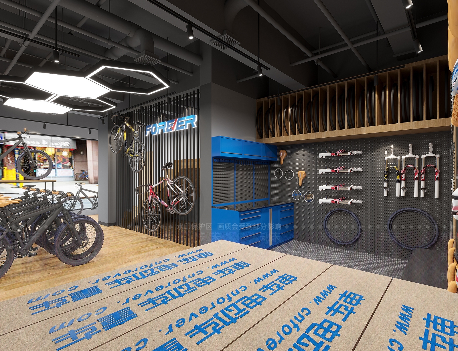 现代自行车店3D模型下载【ID:1133908954】