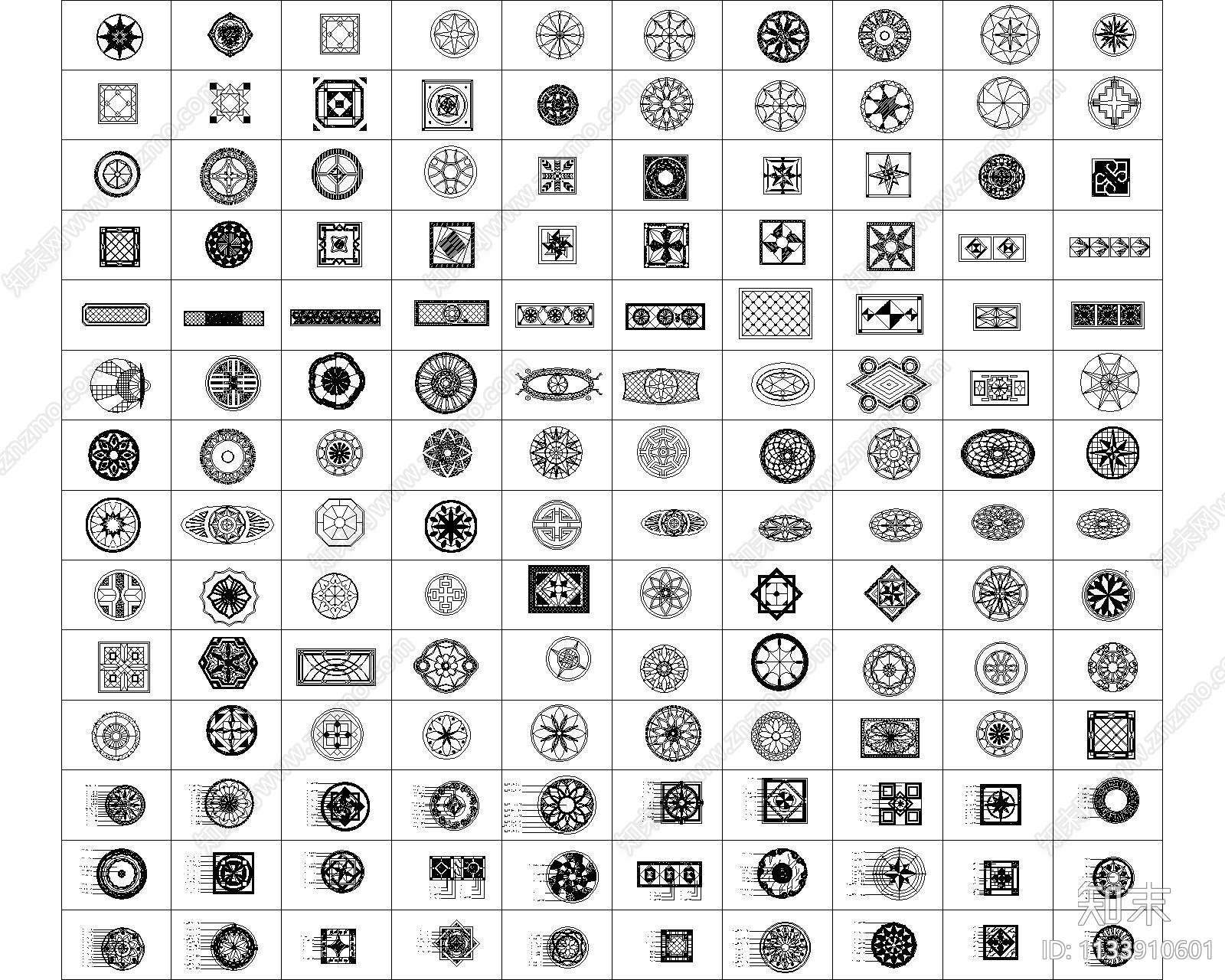 450款地面拼花图案CAD图库cad施工图下载【ID:1133910601】