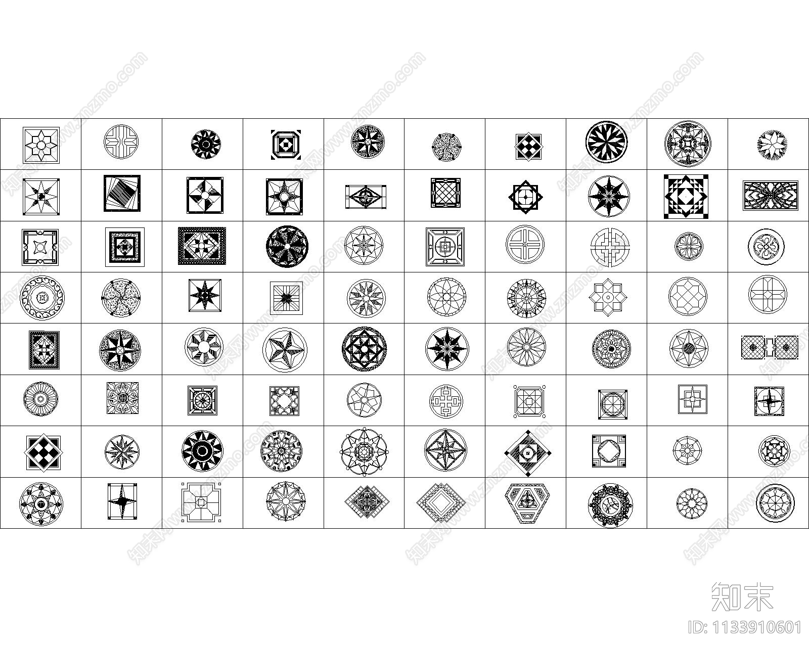 450款地面拼花图案CAD图库cad施工图下载【ID:1133910601】