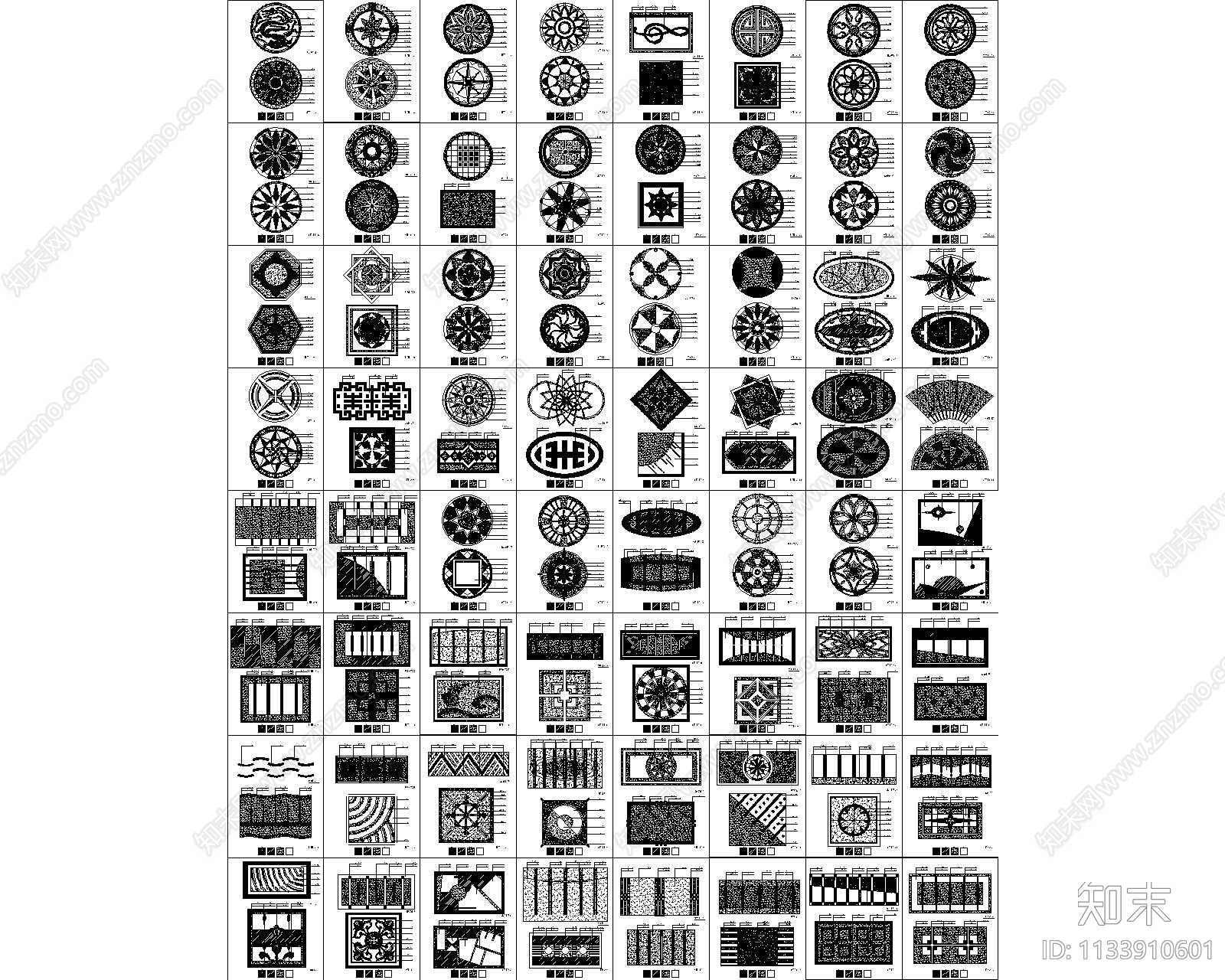 450款地面拼花图案CAD图库cad施工图下载【ID:1133910601】