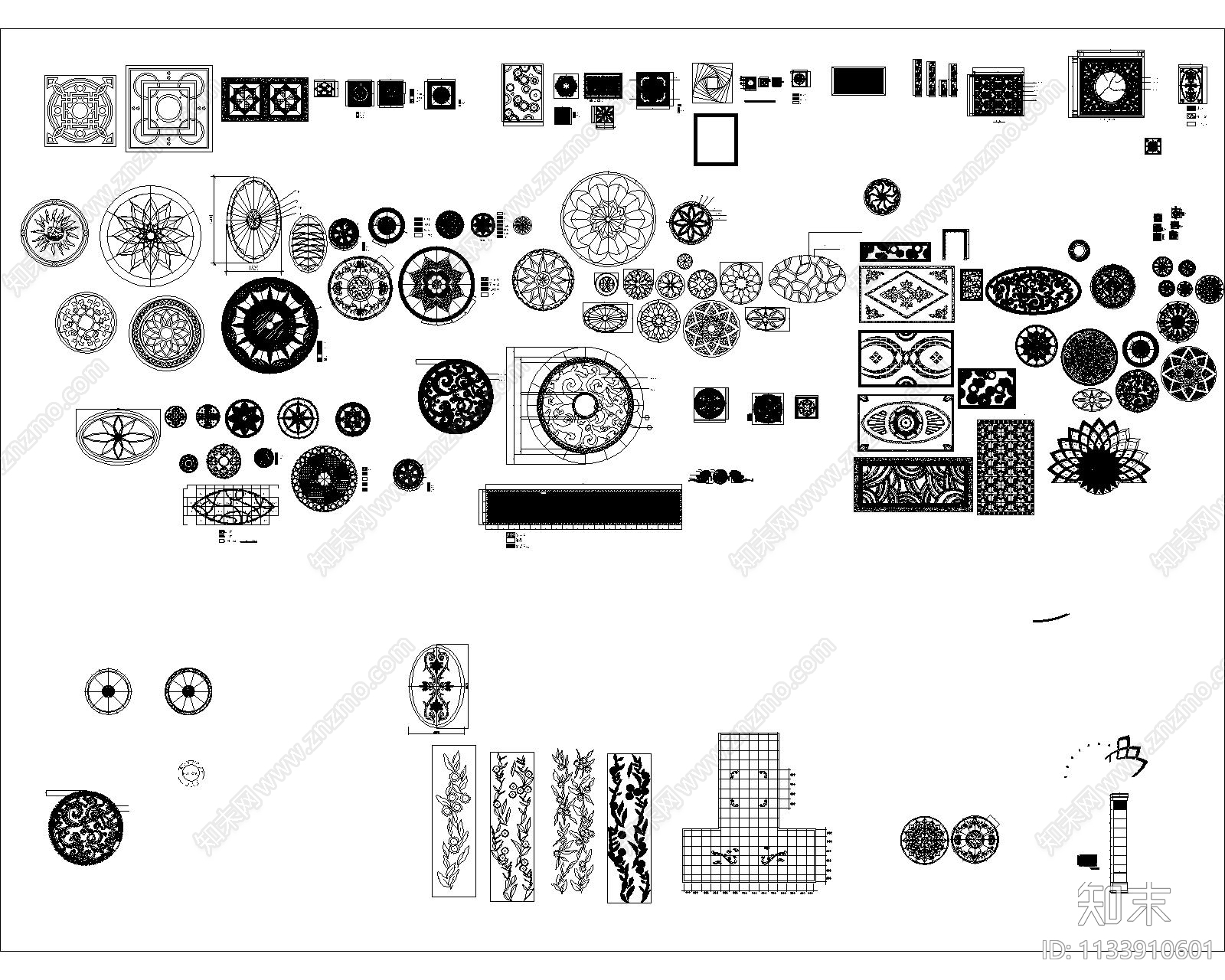 450款地面拼花图案CAD图库cad施工图下载【ID:1133910601】