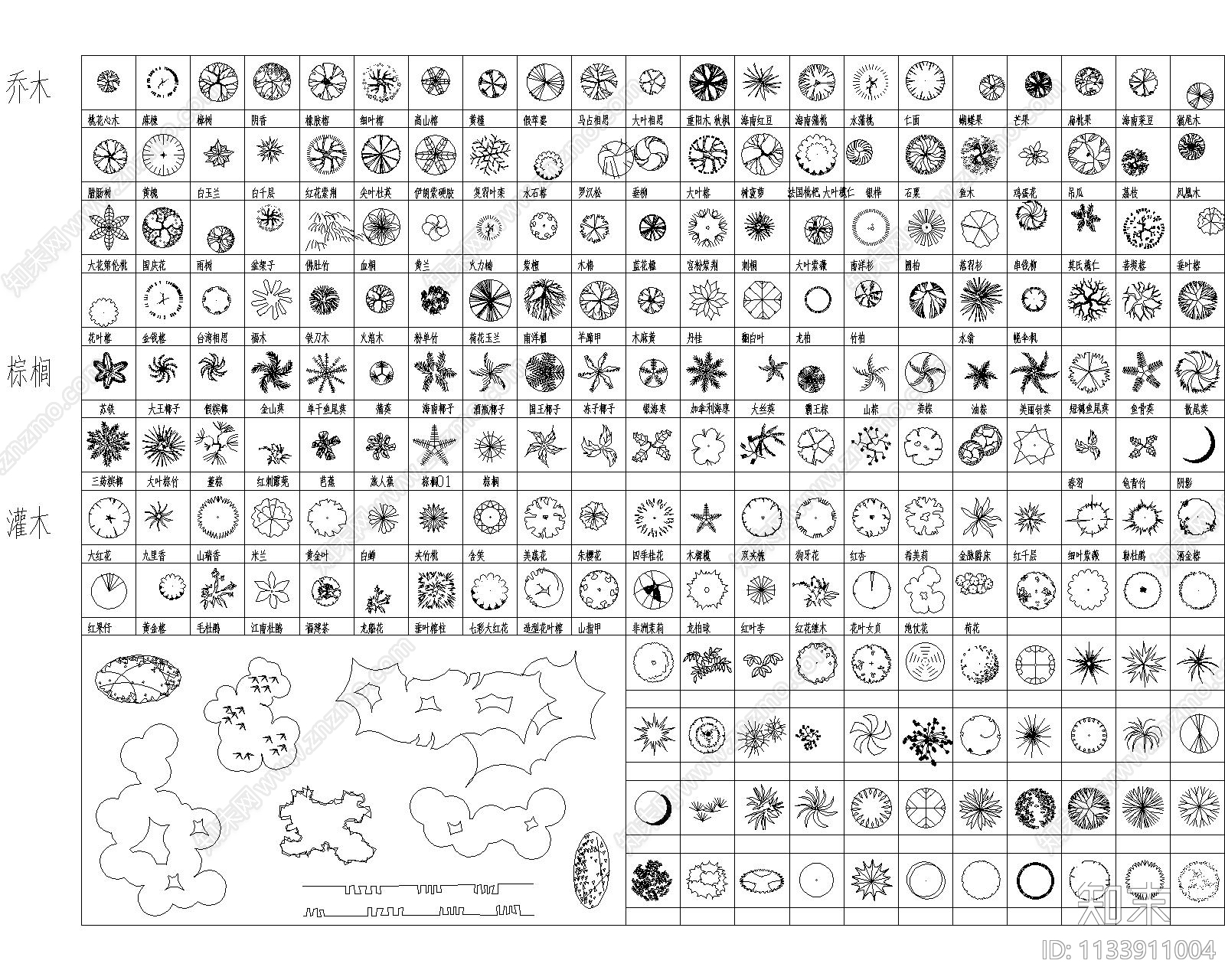 最全植物CAD图库cad施工图下载【ID:1133911004】