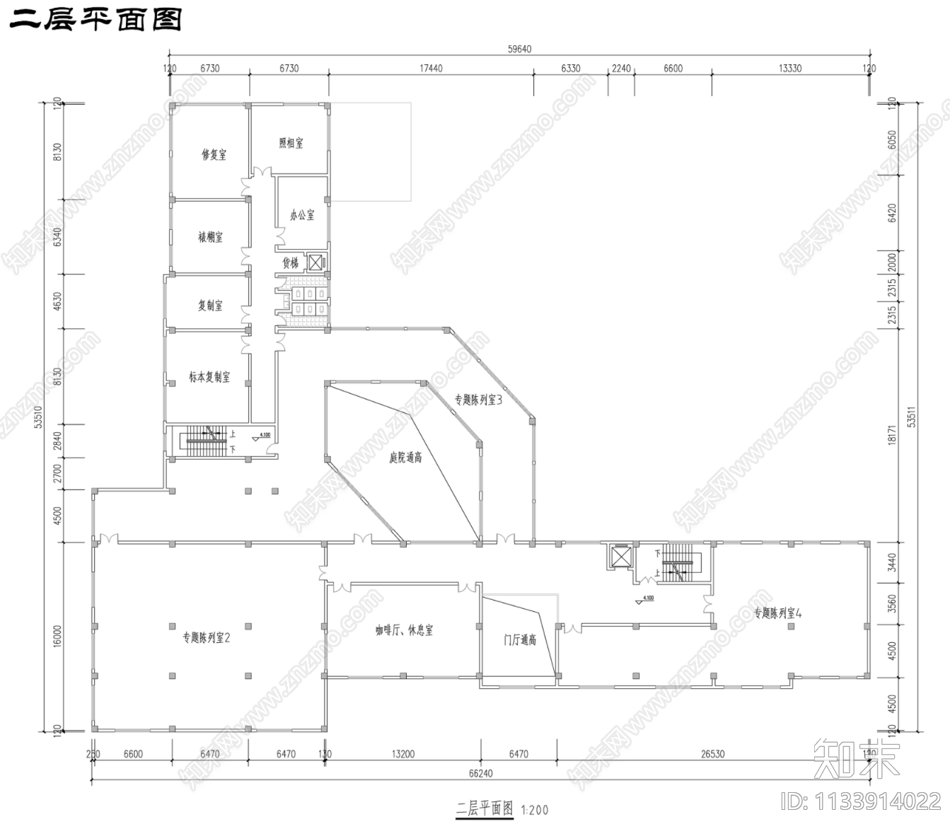 民俗博物馆建筑平面图施工图下载【ID:1133914022】