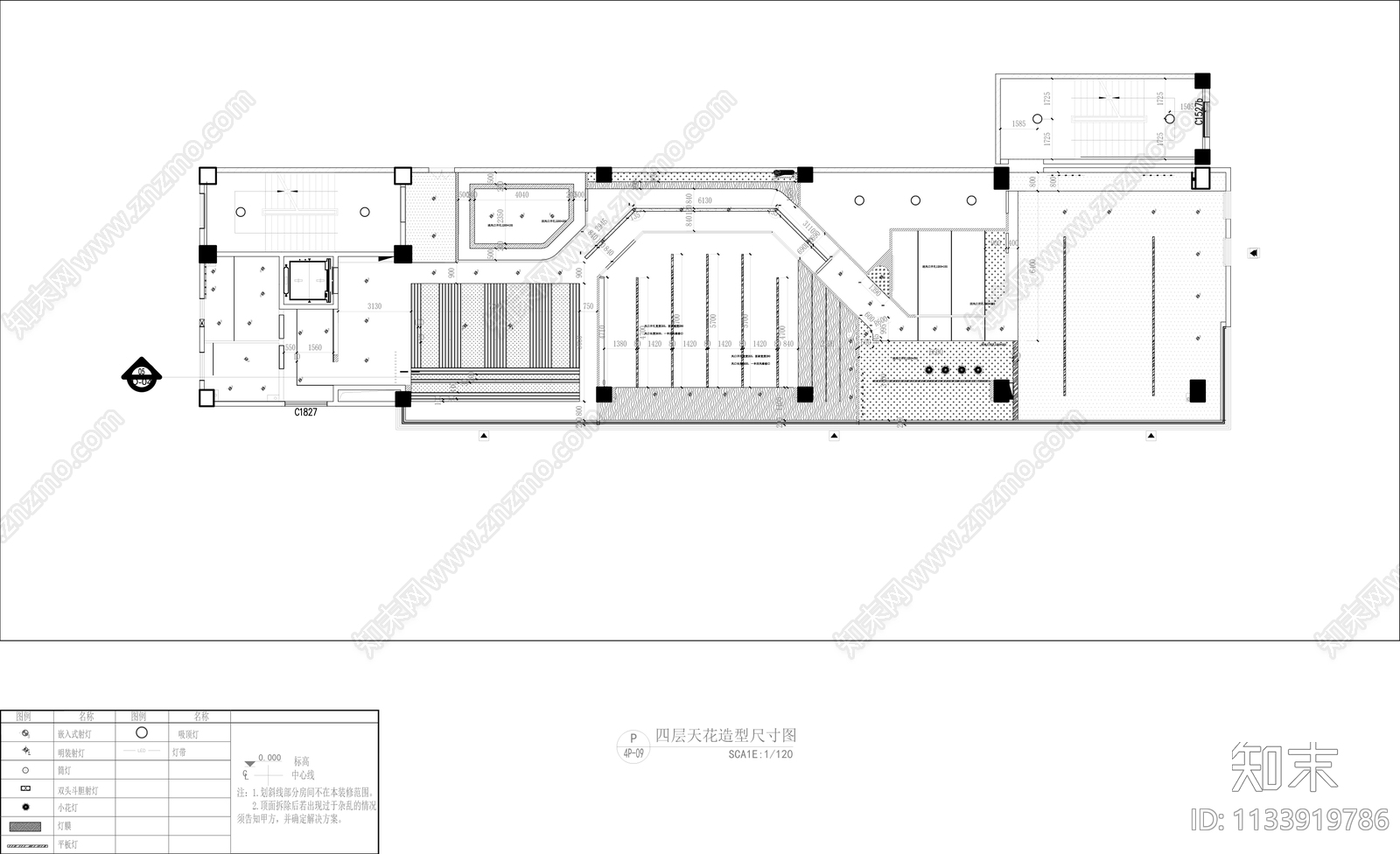 2200㎡办公空间cad施工图下载【ID:1133919786】