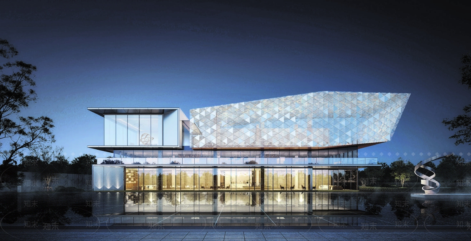 现代售楼处建筑SU模型精品下载_SketchUp模型_知末网
