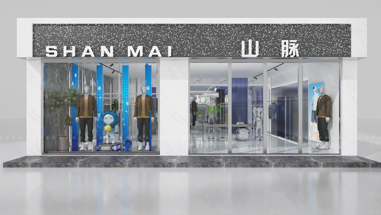 现代男士服装鞋店3D模型下载【ID:1133921328】