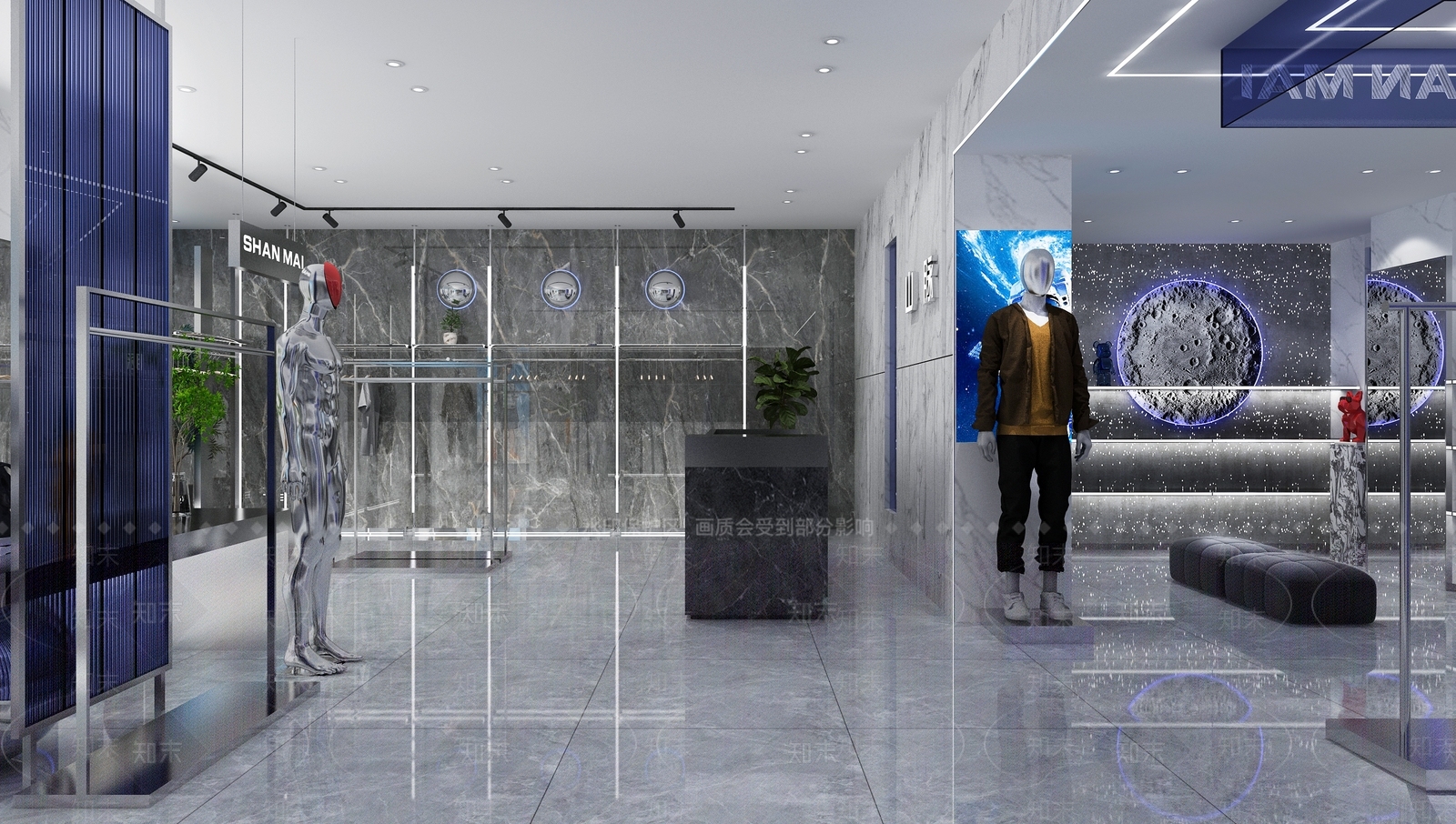 现代男士服装鞋店3D模型下载【ID:1133921328】