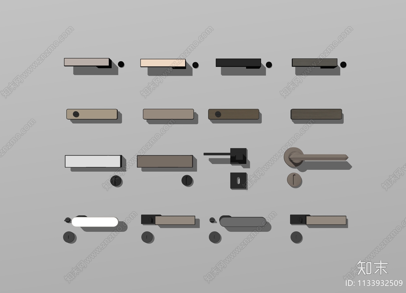 现代极简门把手SU模型下载【ID:1133932509】
