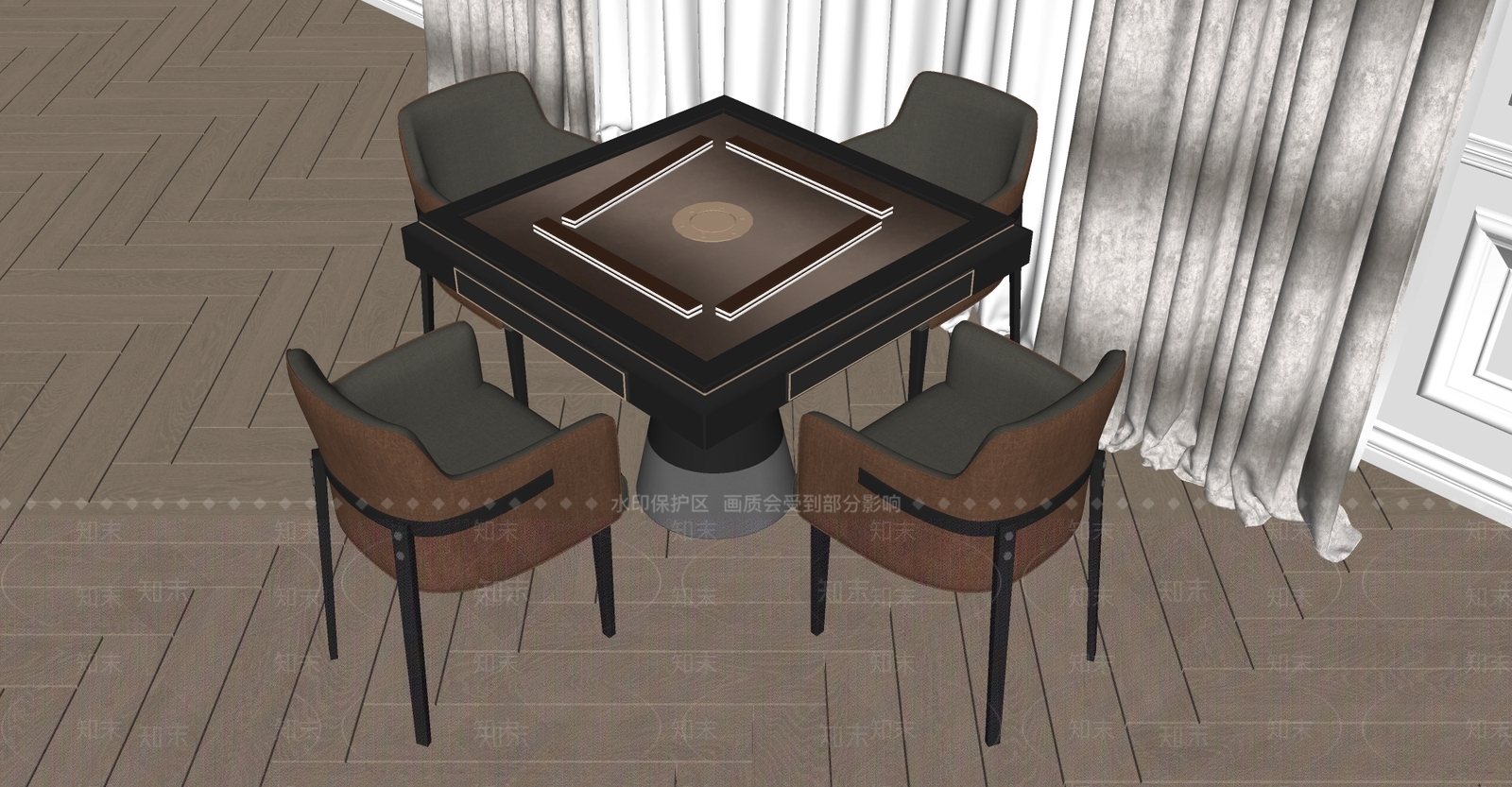 棋牌桌椅SU模型下载【ID:1133935002】