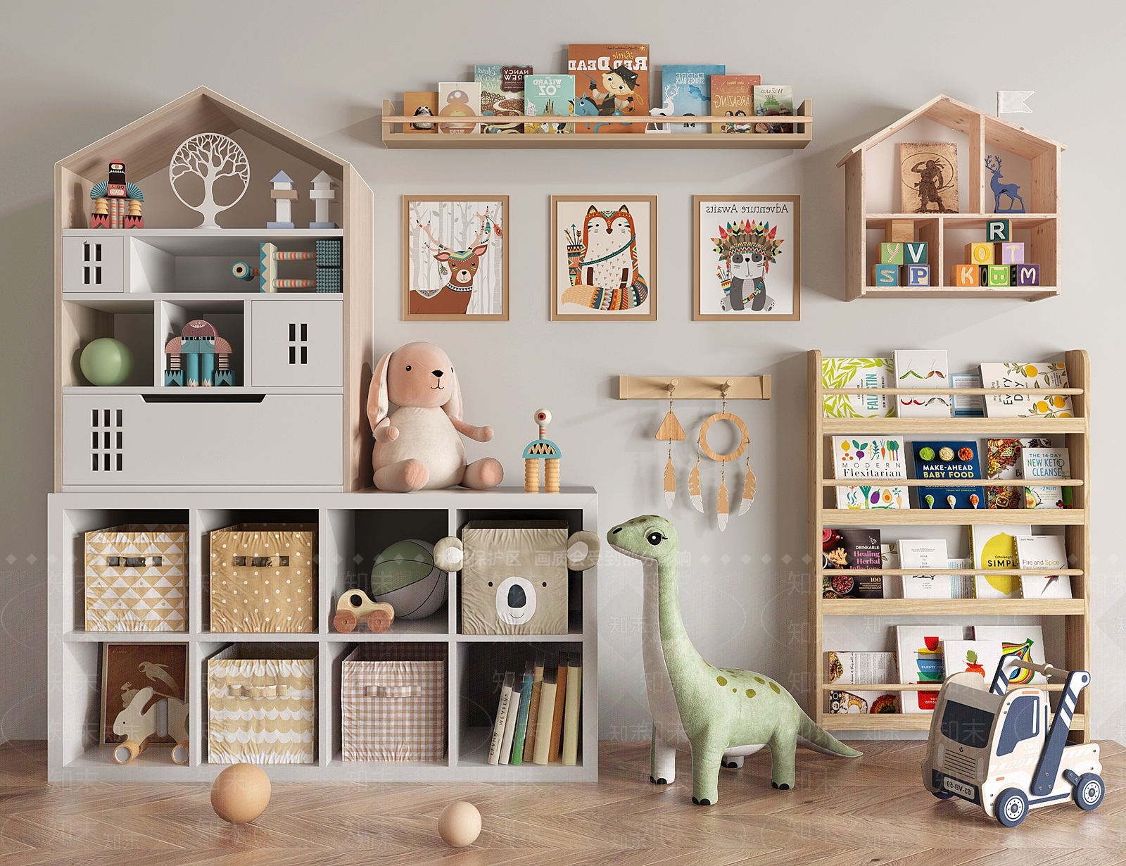 现代儿童装饰柜3D模型下载【ID:1133935645】