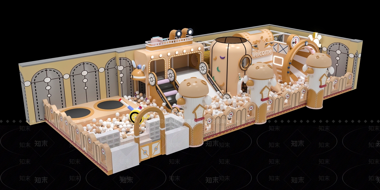 现代儿童游乐空间3D模型下载【ID:1133936558】