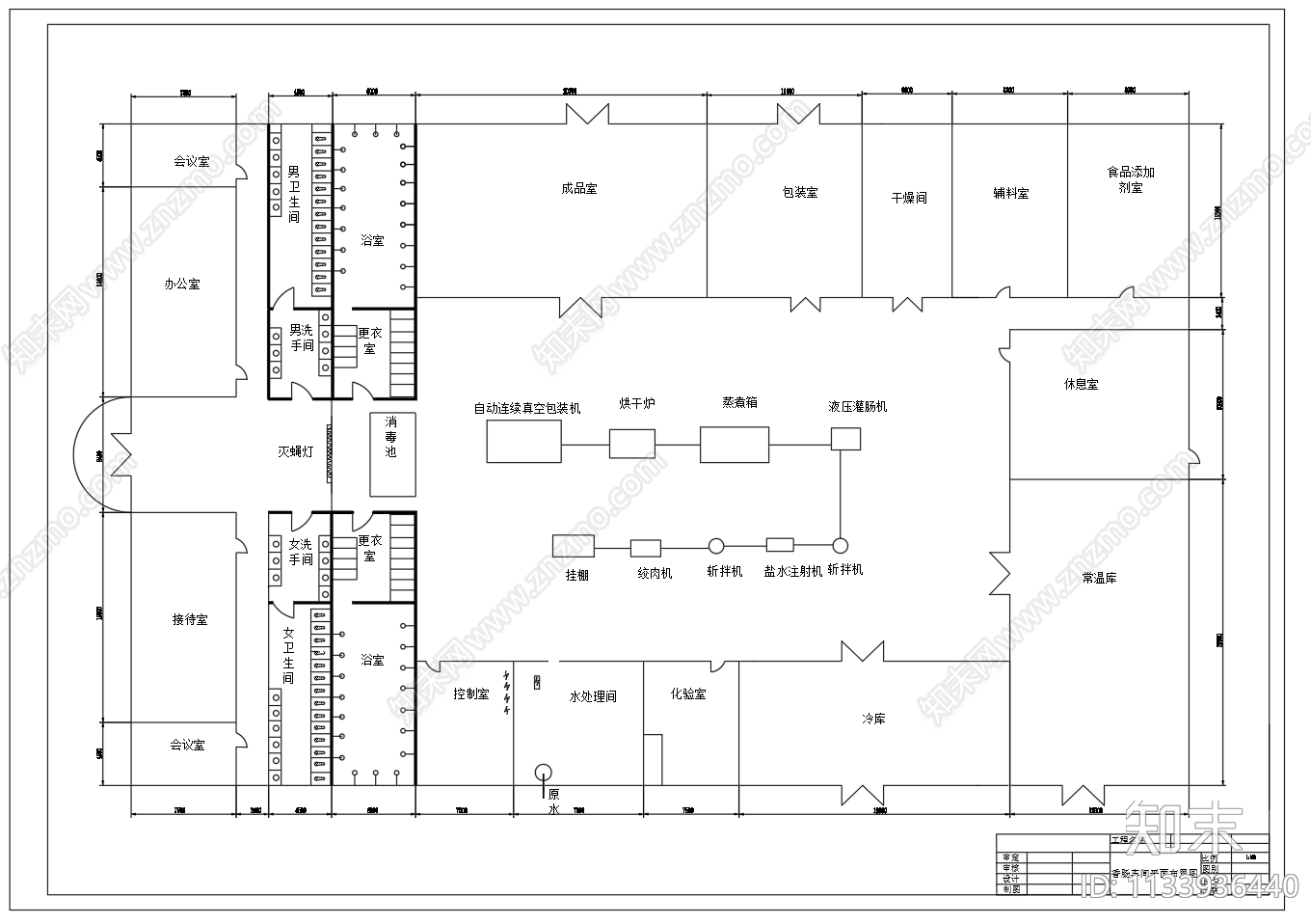 10000吨香肠肉类食品厂车间工艺流程图施工图下载【ID:1133936440】