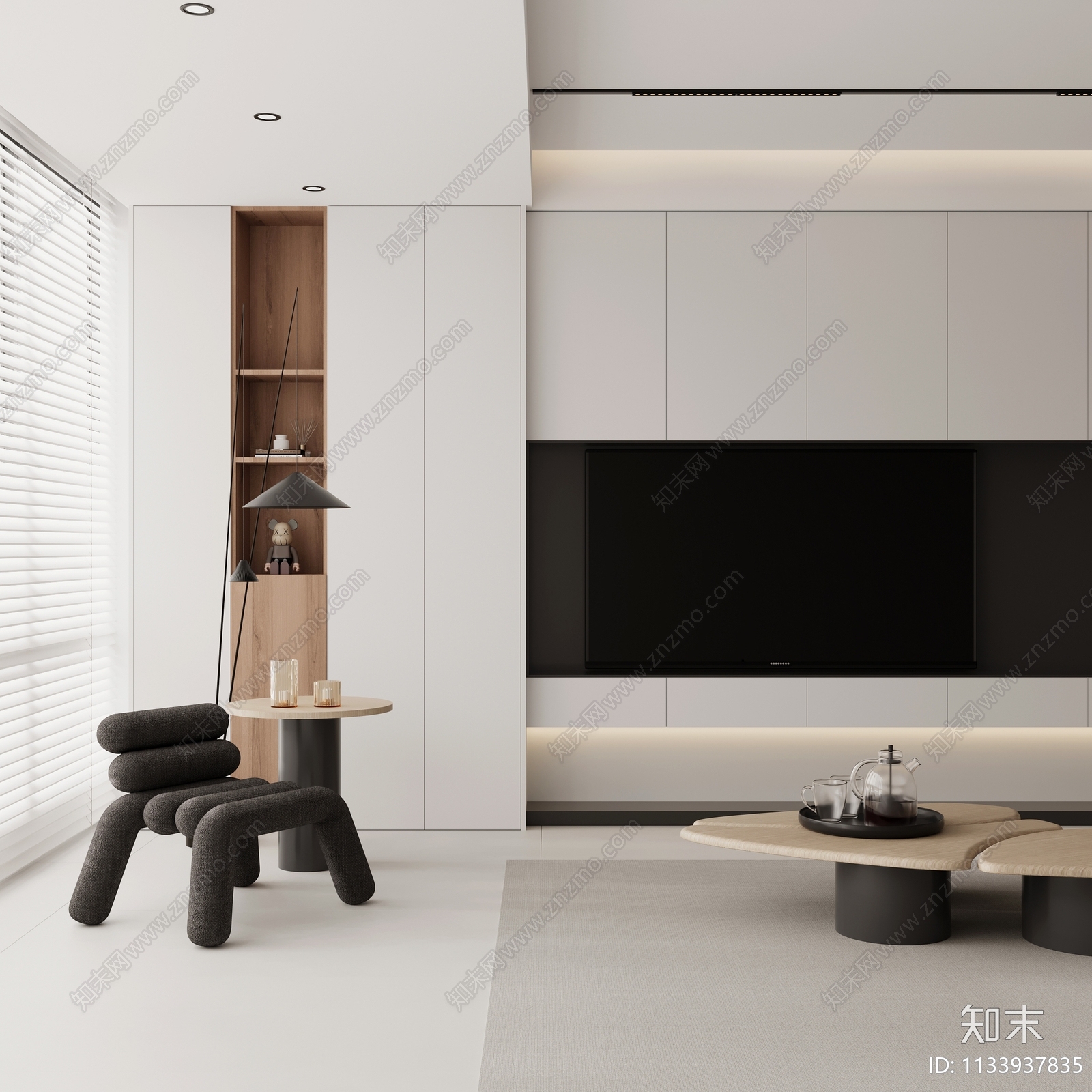 现代极简客餐厅3D模型下载【ID:1133937835】_知末3d模型网