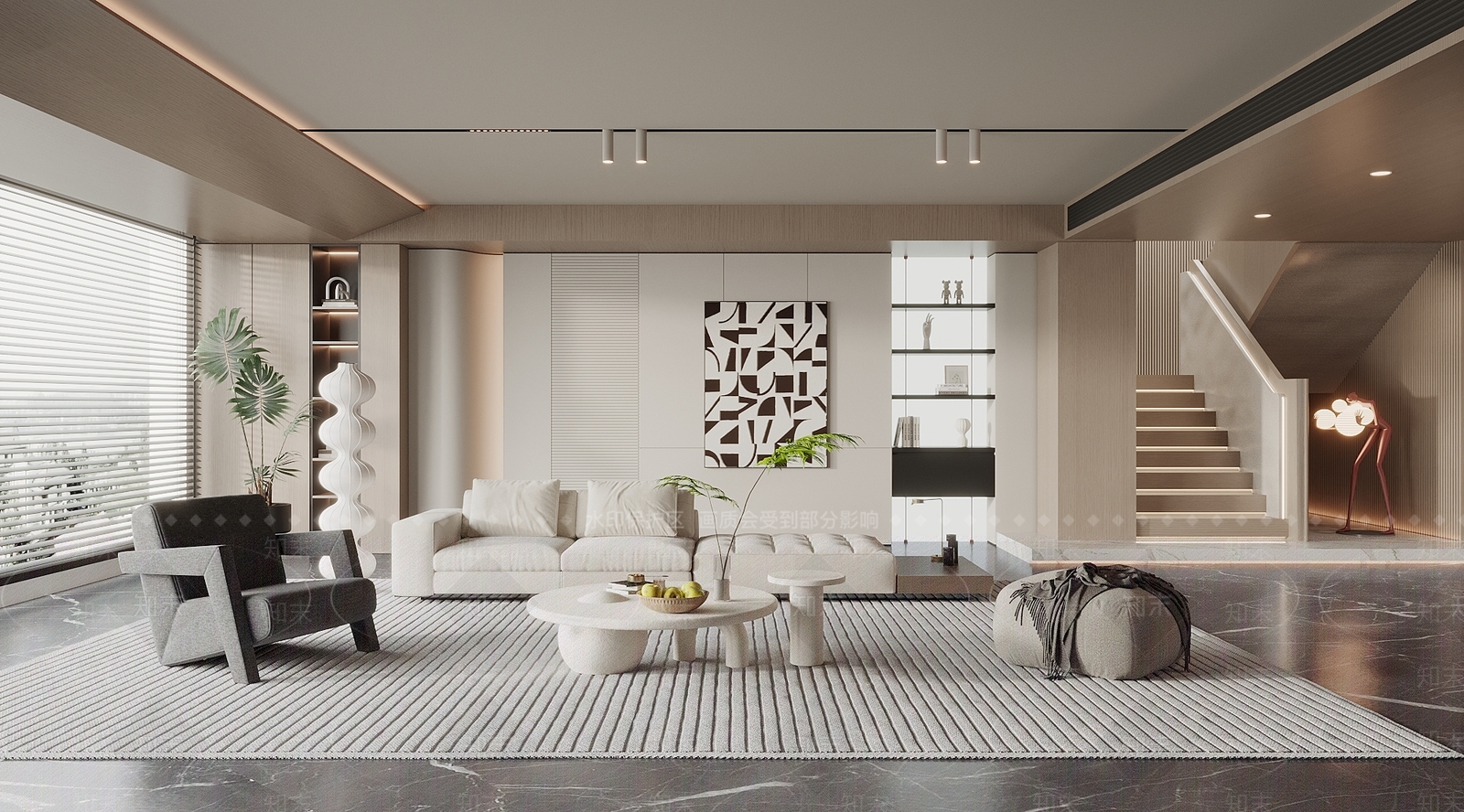 现代客厅SU模型下载【ID:1133943596】