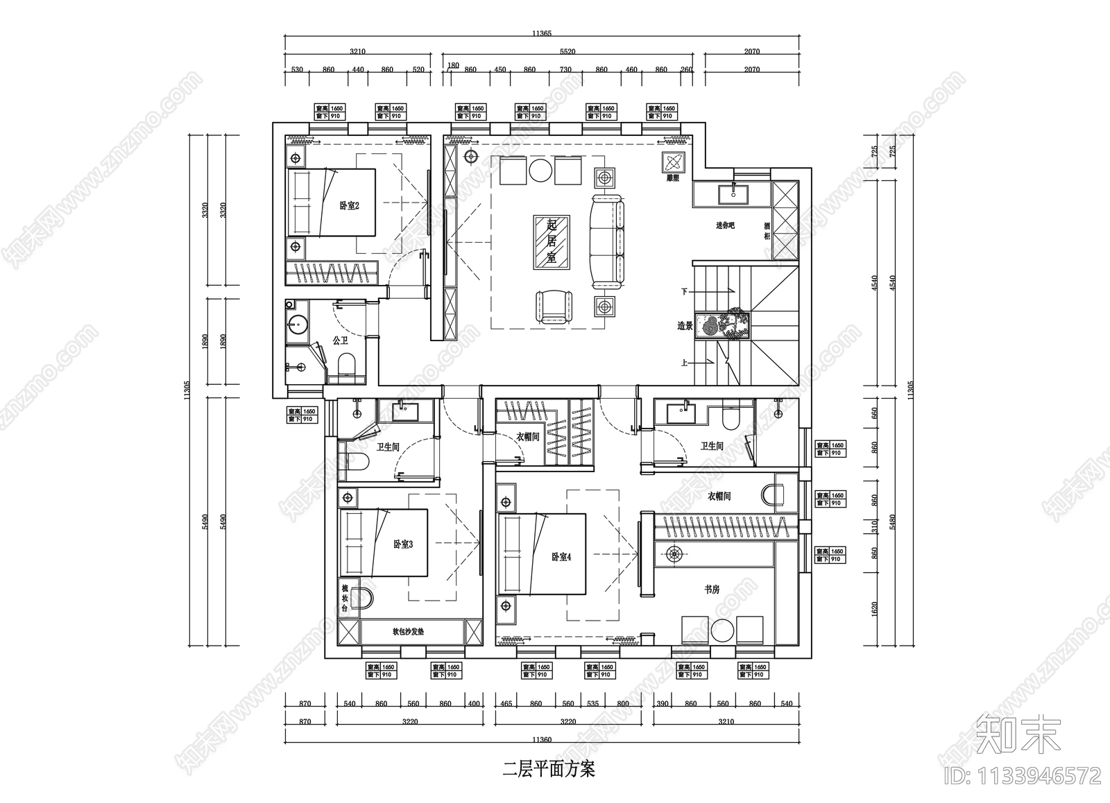 370平别墅平面图施工图下载【ID:1133946572】