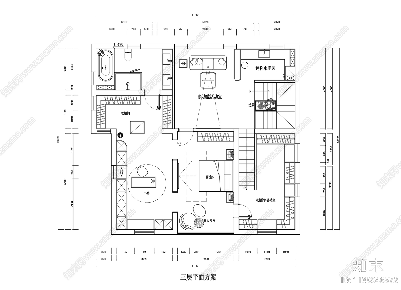 370平别墅平面图施工图下载【ID:1133946572】