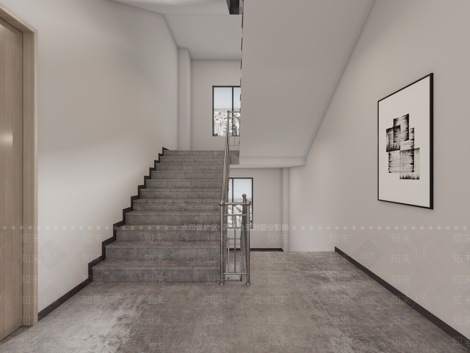 现代楼梯间3D模型下载【ID:1133953384】