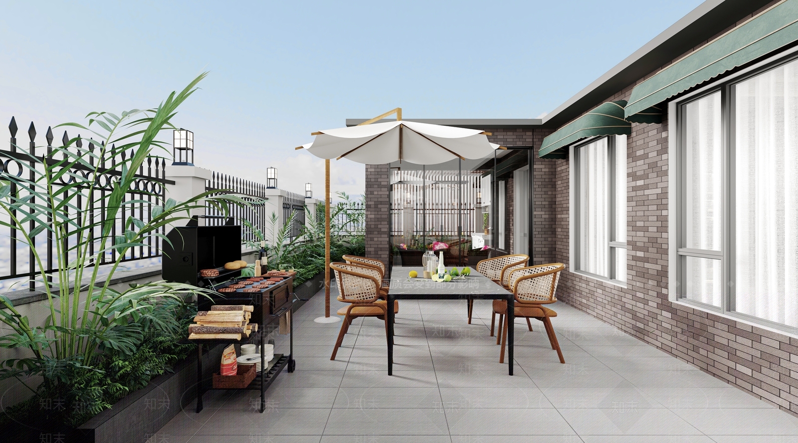 现代露台花园3D模型下载【ID:1133955076】