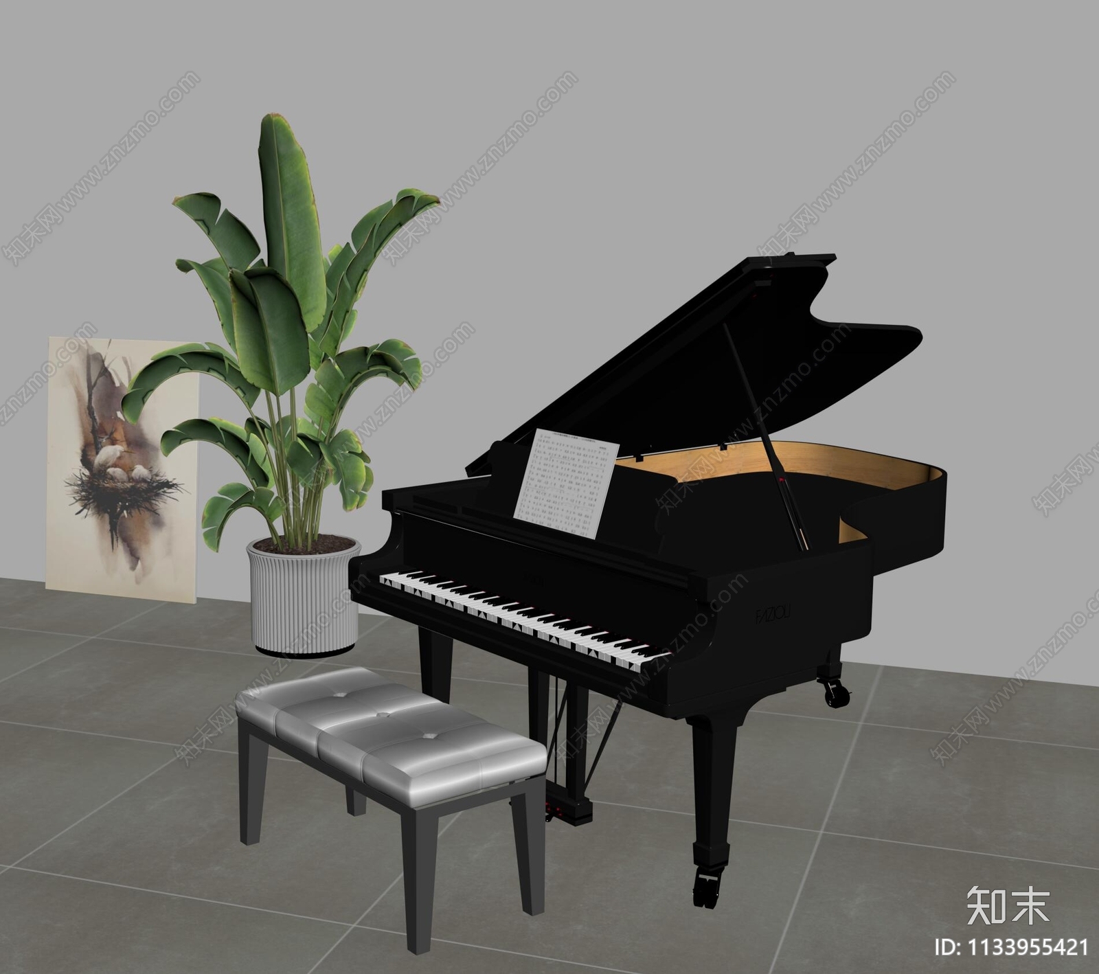 现代钢琴SU模型下载【ID:1133955421】