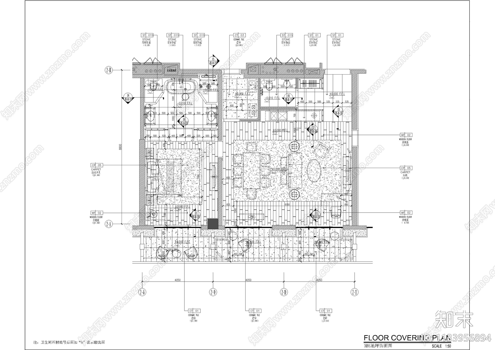 酒店客房套房cad施工图下载【ID:1133956894】