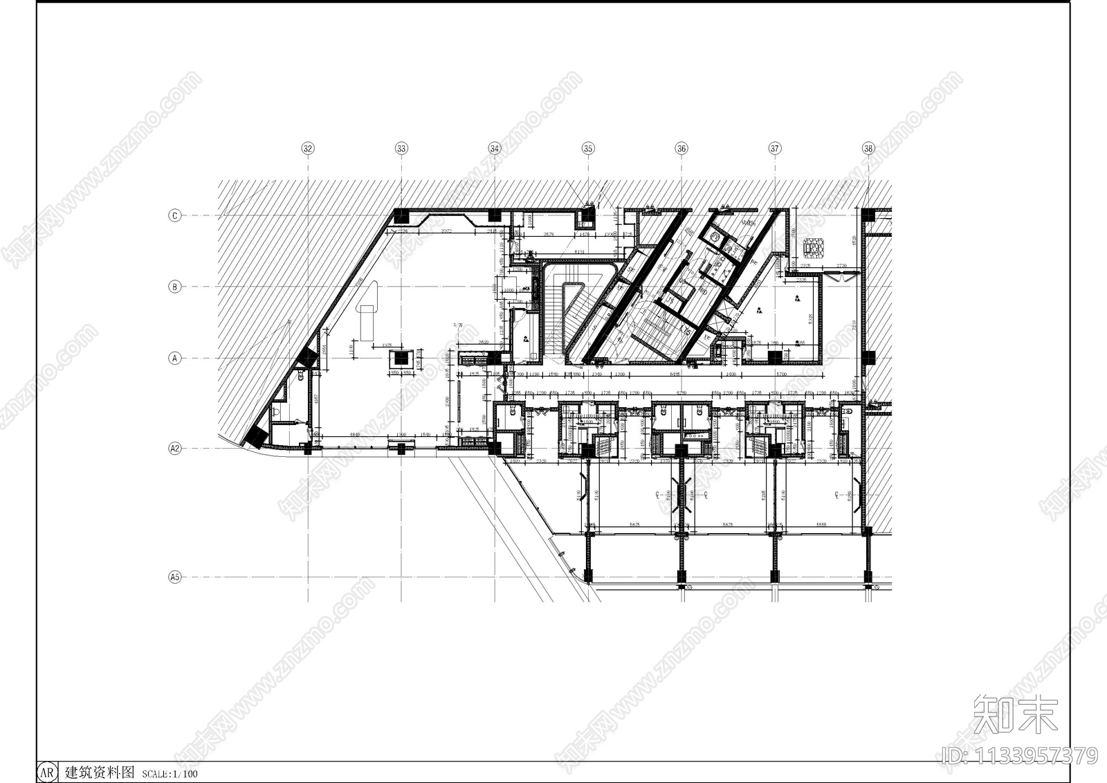 中餐厅大包房cad施工图下载【ID:1133957379】