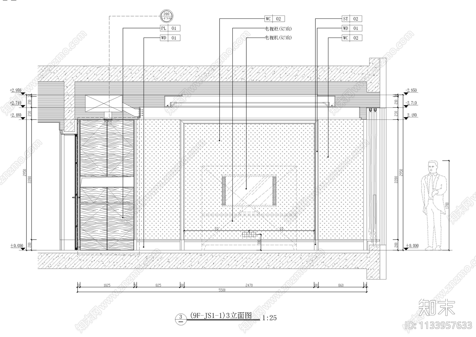 酒店客房cad施工图下载【ID:1133957633】