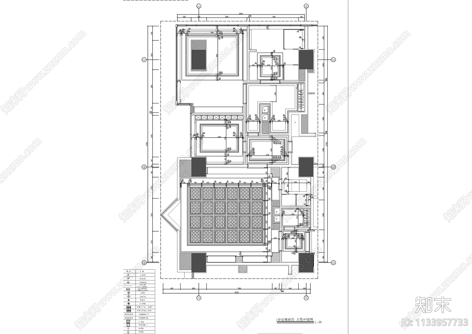酒店总理套房cad施工图下载【ID:1133957733】
